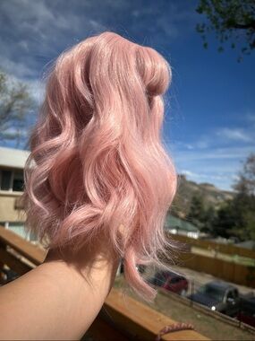 Soft Rose Pink Wavy Women's Hairpiece Wig